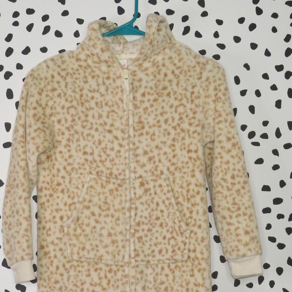 Cat & Jack Beige Leopard Print Zip Up Girls Sleep Onesie - Picture 2 of 6